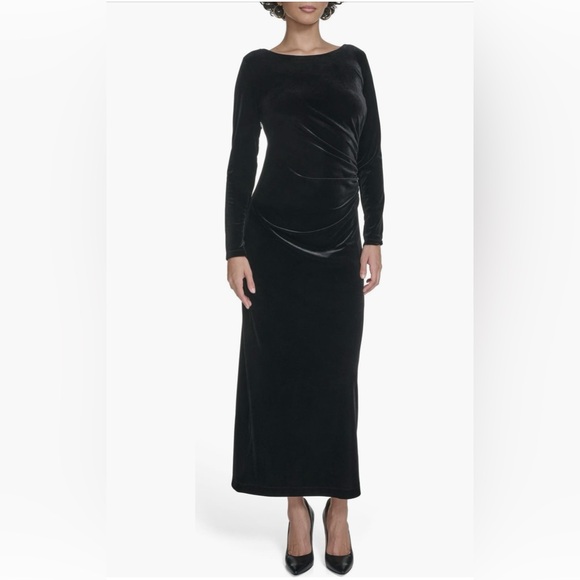 Calvin Klein Dresses & Skirts - Calvin Klein Ruched‎ Velvet Long Sleeve Dress